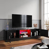 Black High Gloss 150cm TV Stand Cabinet with LED Lights 2 Doors for Living Room