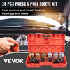 Press and Pull Sleeve Kit Bush Bearing Removal Kit 26PCS 45# Steel w/Case