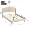 LED Upholstered Bed 5ft King Size Bed Platform Bed frame Wood slat support Beige