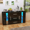 Modern Cabinet Sideboard Buffet Cupboards 3 Drawers 2 Doors with RGB LED Lights