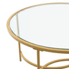 80cm Round Glass Coffee Table Transparent Gold Sofa Table for Home Living Room