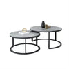 Round Nesting Coffee Table Set of 2 Solid Marble Grey Side End Desk Accent Table