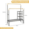 Rolling Clothes Drying Rack Adjustable Double Rods Garment Rack-Golden