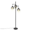 Vintage Retro 3 Head Standing Floor Lamp Black Floral Lampshape Home Light