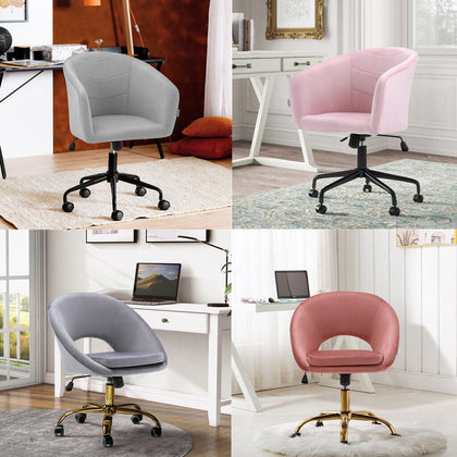 Adjustable Leisure Office Chair Velvet Swivel Computer Desk Chair Study On Wheel