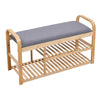 Natural Bamboo Wood 3 Tiers Shoe Rack Shoes Changing Bench Stool Storage Shelf
