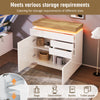 Sideboard with LED High Gloss White Storage Cabinet 3 Drawer Chest of Drawers