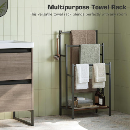 3 Tier Towel Rack Rail Freestanding Holder Bathroom Organizer Laundry Drying Bar