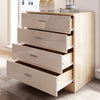 Chest Of 4 Drawers Bedroom Storage Cabinet Home Furniture High Gloss Cream&Oak