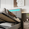 Upholstered Bed 4ft6 Double LED Hydraulic Bed Frame with Ottoman Storage Grey