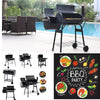57cm Charcoal Grill BBQ with Thermometer, Stand Wheels& Cooker with Porcelain