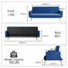 Modern Luxury Velvet Sofa Bed Blue 3 Seater Nonwoven Contrast Gold Metal Legs