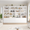 Bookcase Cabinet 4 Door Tall Storage Shelving Unit White Black