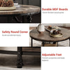 Round Wood Coffee Table 2-Tier Coffee Table with Storage Shelves
