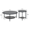 Round Coffee Table Set of 2 for Living Room Black Stacking Nesting Table