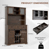 Kitchen Buffet Sideboard Cupboard 72” Coffee Bar Cabinet-Brown