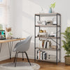5-Tier Bookshelf Wood Bookcase Home Office Standing Display Rack-Grey