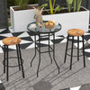 68x68CM Outdoor Bistro Coffee Table Patio Side Table Dining Table w/ Round Glass