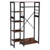 Wooden Wardrobe Hanging Rail Shelves Clothes Storage Cupboard Hallway Shoe Rack