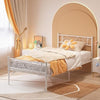 Single Bed, 3ft Metal Bed Frames with Headboard Premium Steel Slat Support