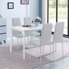4x White Faux Leather Stripe Dining Chairs&White Marble MDF Top Dining Table Set