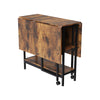 Rustic Rolling Drop Leaf Dining Table Folding Kitchen Table with Open Shelves