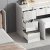 White Dressing Table with LED Lights Mirror Stool Drawers Vanity Makeup Desk Set