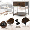 Set of 2 Nightstand 2-tier Bedside End Sofa Coffee Table Storage Table W/ Drawer