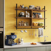 3 Tier Floating Shelving Bookshelf with Hooks for Living Room Kitchen Balcony UK