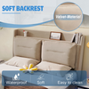 5FT Bed Frame King Velvet Upholstered Ottoman Storage Bed frame with LED, Beige