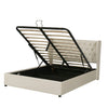 Double Size Bed Ottoman Lift Up Storage Bed Velvet Upholstered Bed Frame Beige