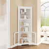 171cm Tall Corner Cabinet Space-saving Triangular Buffet Cabinet White
