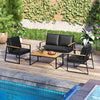 Metal Conversation Sofa Set Sectional Outdoor Seating-Black