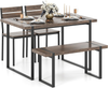 Dining Table Set Rectangular Bench 2 Chairs Industrial Kitchen Space Saving Home