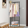 Metal Clothes Stand Coat Rack Corner Hall Tree Closet W/ Storage Shelves
