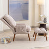 Accent Chair Armchair with Footstool Adjustable Backrest Wood Legs Lounge Chair