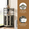 Corner Bar Cabinet Industrial Wine Buffet Cabinet with Glass Holder Mesh Doors