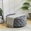 Round Ottoman Footstool With Button Coffee Side Table Pouffe Living Room Bedroom