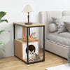 Indoor Cat Furniture End Table Cat House Wooden Cat Scratch Side Table-Natural