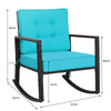 Wicker Rocking Chair Heavy-Duty Steel Patio Rattan Rocker Chair-Turquoise