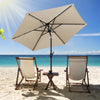 Garden Table Umbrella Outdoor Heavy Duty Market Umbrella w/ LED Lights-Beige