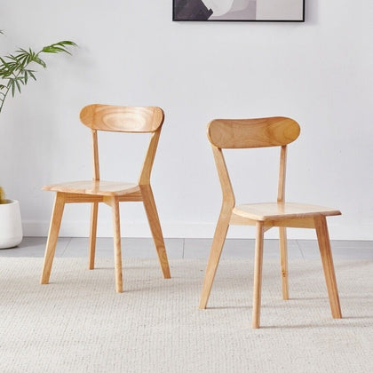 2pcs Solid Wood Dining Chairs Practical Kitchen Chair Curved Backrest Diningroom