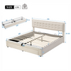 Ottoman Storage Gas Lift Bed Upholstered 5 ft King Bed Frame with Drawer Cream