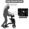 Folding Aluminum Walker Four Wheels Medical Rollator with Seat & Carrying Bag