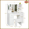 Modern Dressing Table Makeup Desk with Mirror Drawers Stool 10 LED Light Bedroom