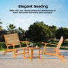 3 Piece Wooden Garden Bistro Set Acacia Wood Table Rattan Chairs Patio Furniture
