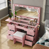 Vanity Desk with Power Outlet, Makeup Vanity with Mirror, Dressing Table Drawers