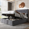 Upholstered Bed, Double Bed 4FT6 with Storage Bench Ottoman Storage Bed Frame