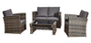 4 Piece Mix Grey Rattan Garden Sofa Set Outdoor Furniture Table Chairs & Cushion
