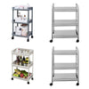 3 Tiers Storage Racks Holders ABS Stainless Steel Trolley with Wheels Kitchen